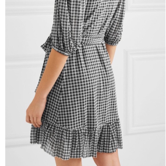 GANNI Ruffle-trimmed gingham mini wrap dress 34 - Picture 5 of 13